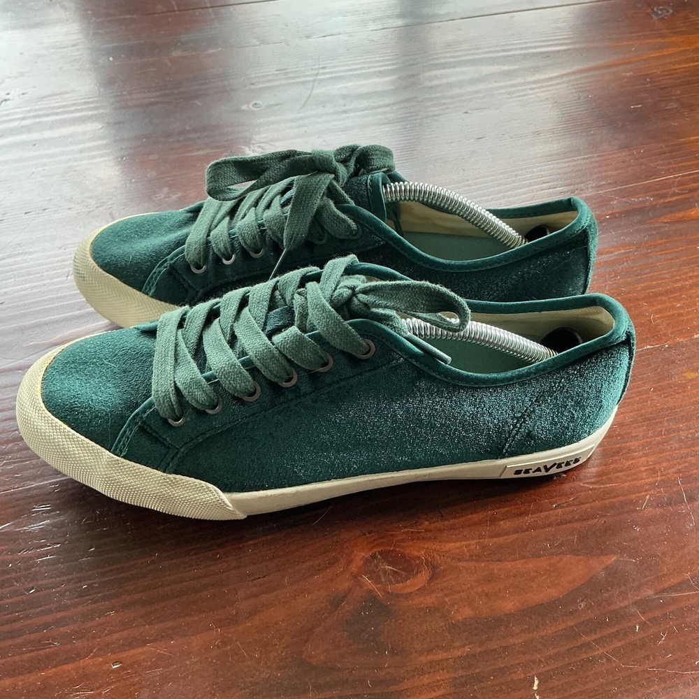 SeaVees Forest Green Velvet Low-Top Sneakers